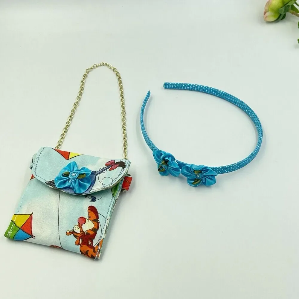 Girls Accessories Blue Purse Bag & Headband Set With Bow Winnie The Pooh